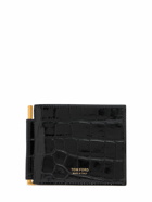 TOM FORD Patent Croc Embossed Clip Wallet