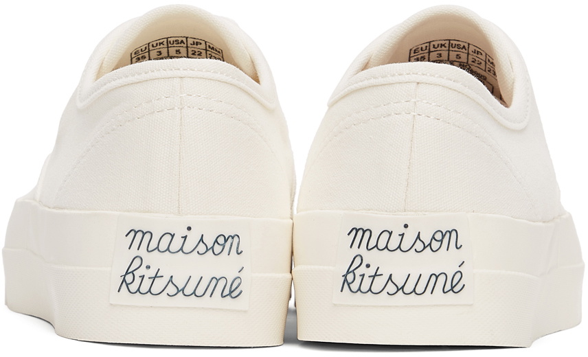 Maison Kitsuné White Canvas Laced Sneakers