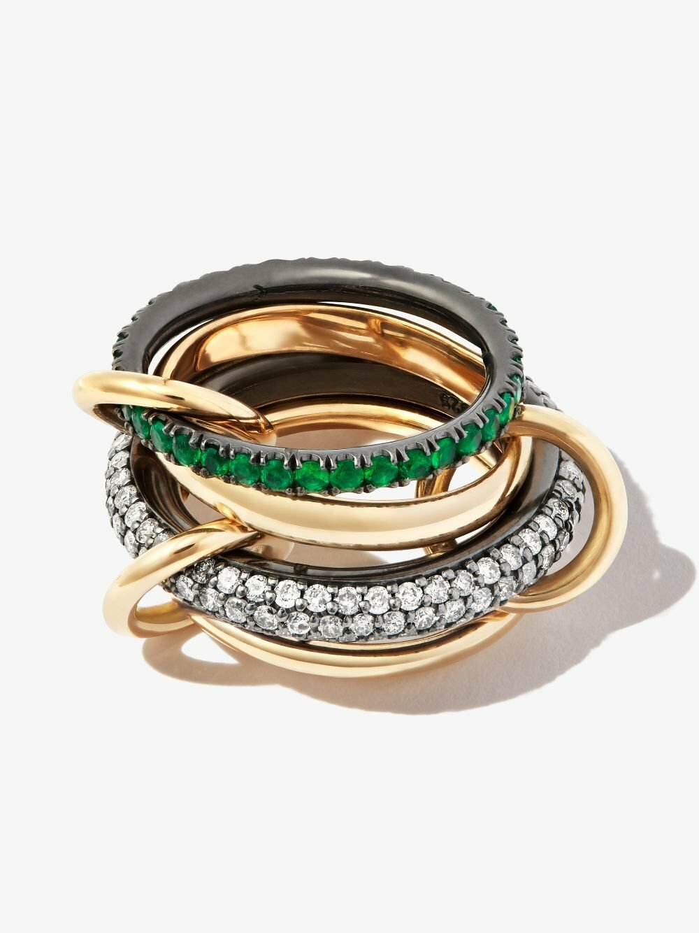 Spinelli Kilcollin 18K Yellow Gold Vega Diamond And Emerald Ring
