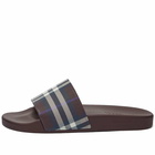 Burberry Men's Furley Check Slide in Deep Maroon Check