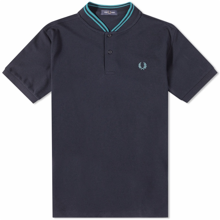 Photo: Fred Perry Authentic Men's Bomber Jacket Collar Polo Shirt in Navy/Deep Mint