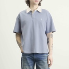 Le Père Men's Short Sleeve Rugby Polo in Blue Grey