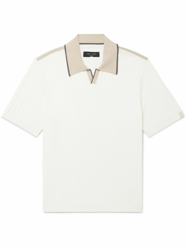 Photo: Rag & Bone - Sanford Johnny Striped Cotton-Blend Polo Shirt - White