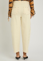 Never Fully Dressed Studded Barrel-leg Jeans Ecru