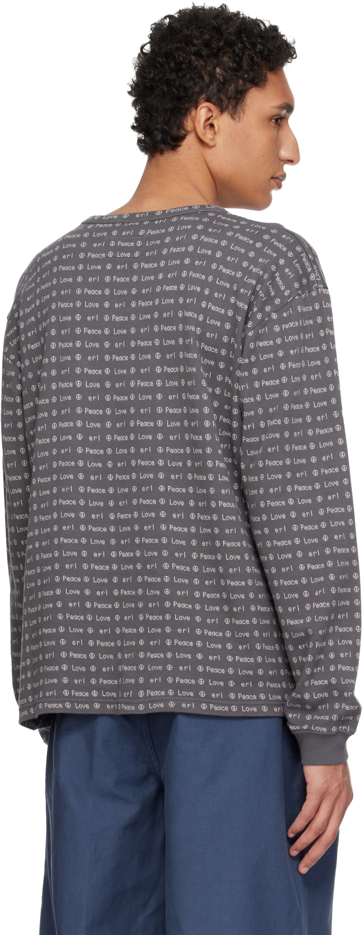 ERL Gray Jacquard Long Sleeve Knit T-shirt