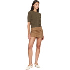 KHAITE Tan Jett Suede Miniskirt