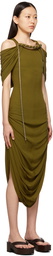 Loewe Khaki Off-The-Shoulder Dress