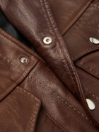 SECOND / LAYER - Leather Trucker Jacket - Brown