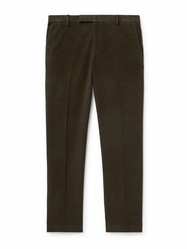 Photo: Sunspel - Straight-Leg Cotton-Blend Moleskin Trousers - Green