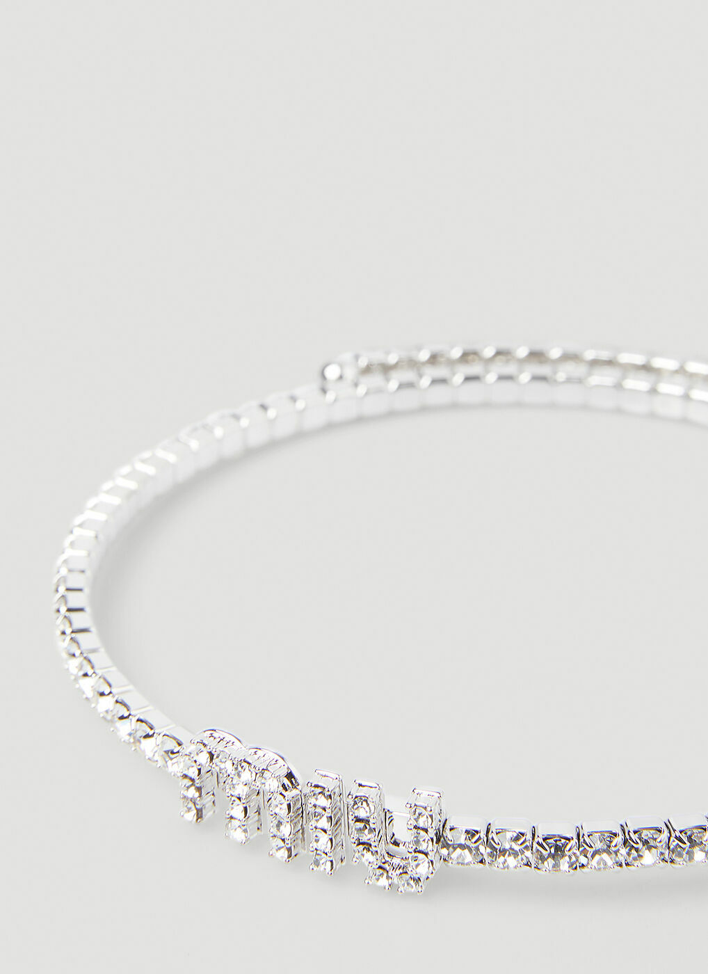 Studded Logo Necklace Choker in Silver Miu Miu