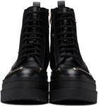 RED Valentino Leather Rose Studs Combat Boots