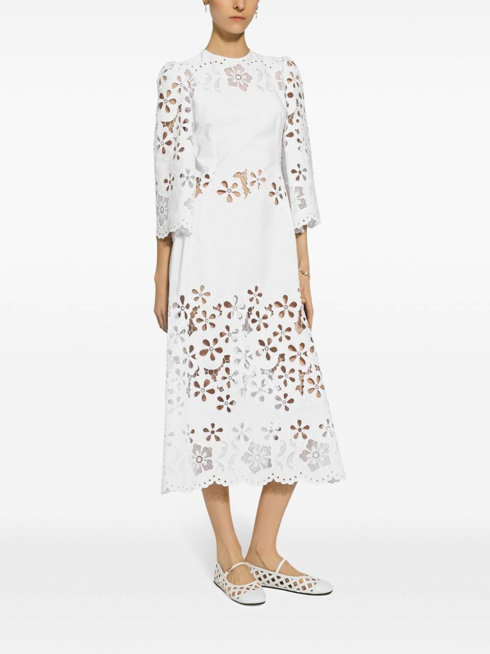 dolcegabbana broderie anglaise cotton poplin maxi dress Dolce & Gabbana White Broderie Anglaise Dress Dolce & Gabbana