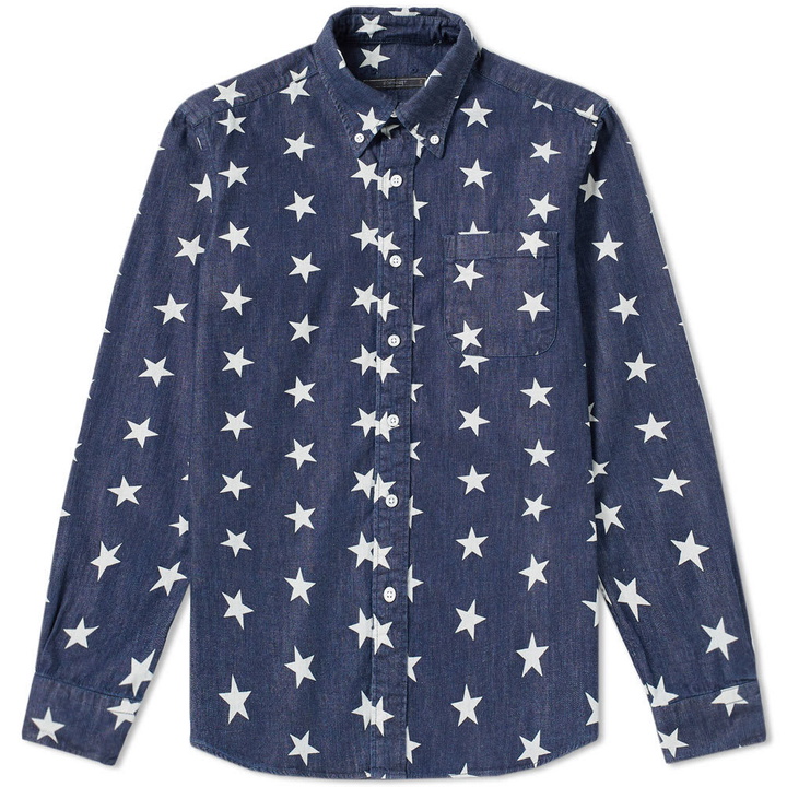 Photo: SOPHNET. Star Denim B.D Shirt Blue