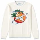 Casablanca Men's Orbit Orange Crew Knit in Off White