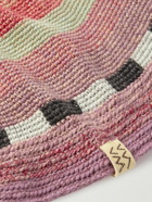 Visvim - Striped Crochet-Knit Wool, Linen and Cotton-Blend Bucket Hat - Pink