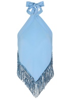 Rabanne Fringed Chains Asymmetric Woven top Blue
