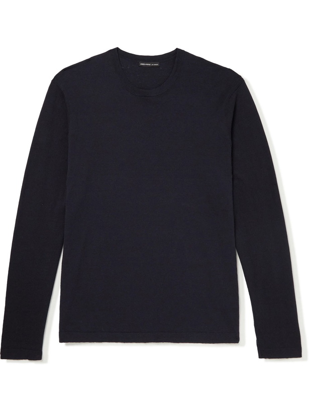 Photo: JAMES PERSE - Slim-Fit Mélange Recycled Cotton Sweater - Blue