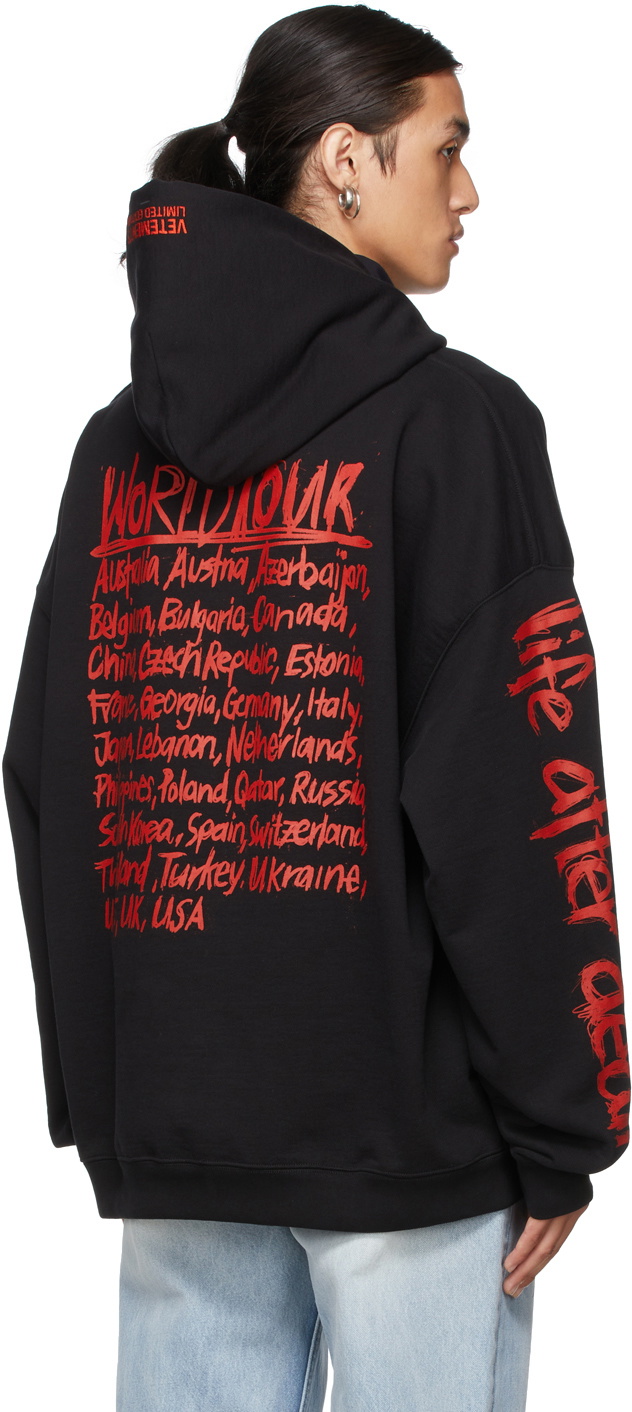 VETEMENTS Black & Red 'World Tour' Logo Hoodie Vetements