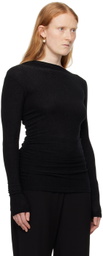 Elleme Black Draped Long Sleeve T-Shirt