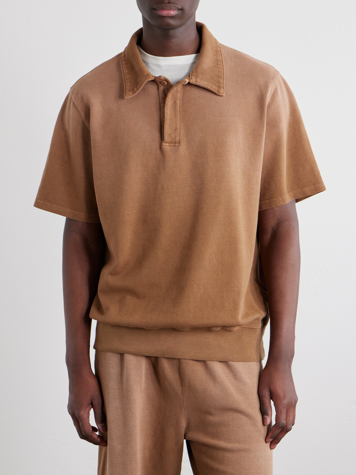 Les Tien - Cotton-Piqué Tennis-Polo - Brown