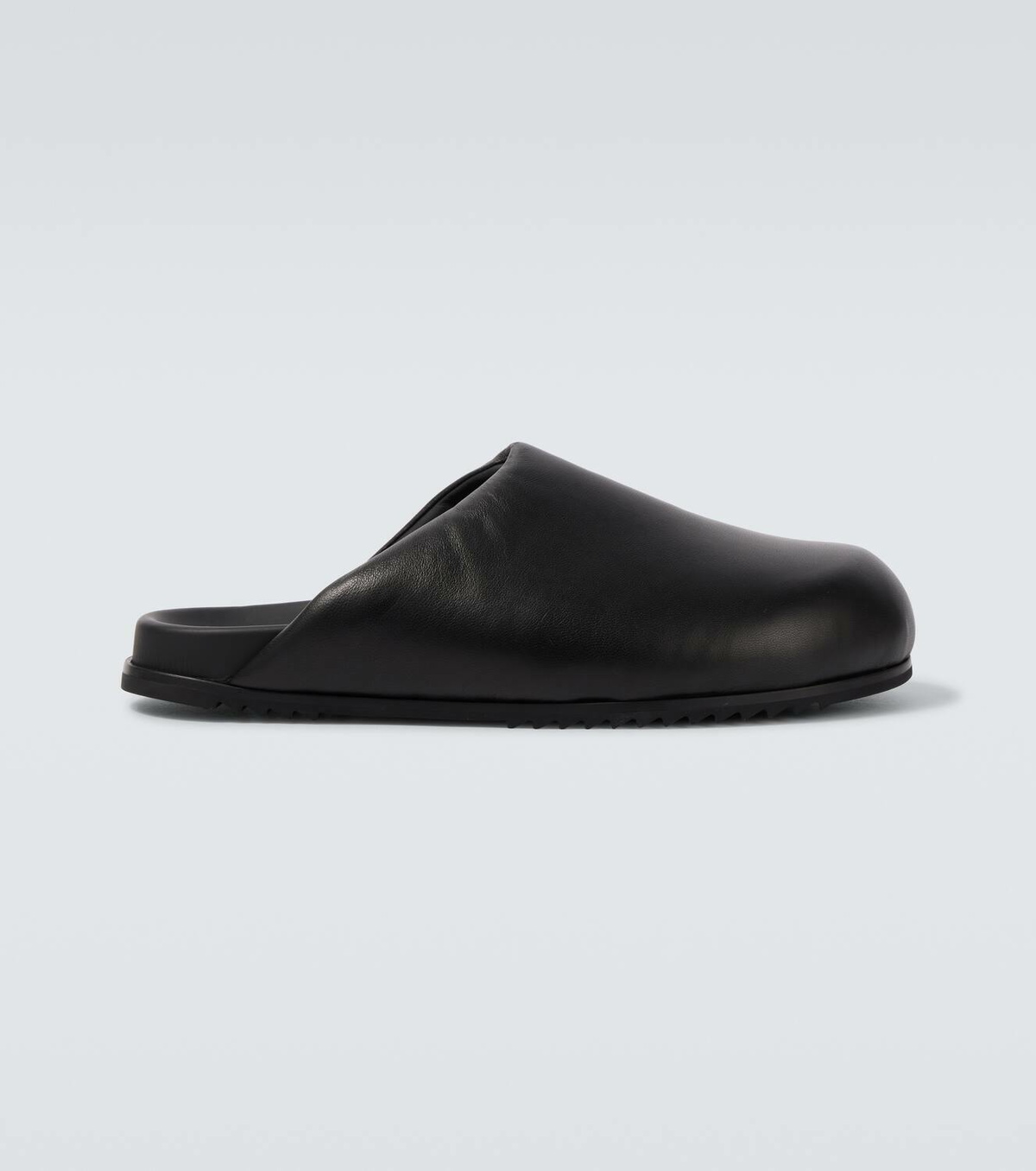【Rick Owens】Mobius Granola レザーサンダル RICK OWENS Mobius Granola draped leather slides | THE OUTNET