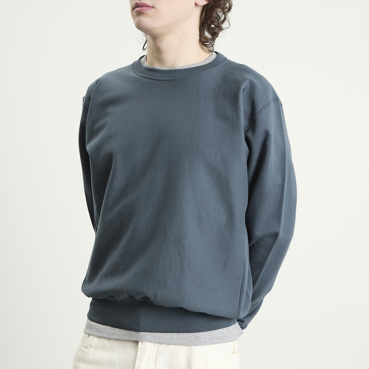 Auralee Men's High Gauge Sweatshirt in Dusty Blue