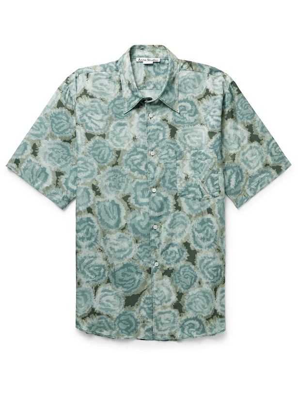 Photo: Acne Studios - Printed Cotton-Blend Twill Shirt - Green