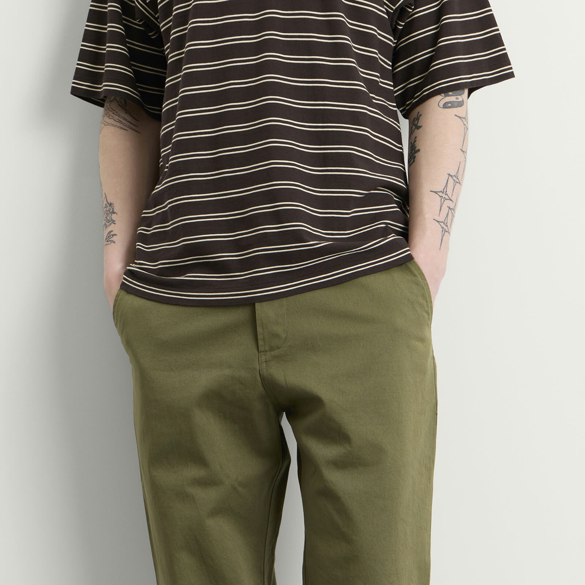 Universal Works Men's Twill Military Chino in Light Olive