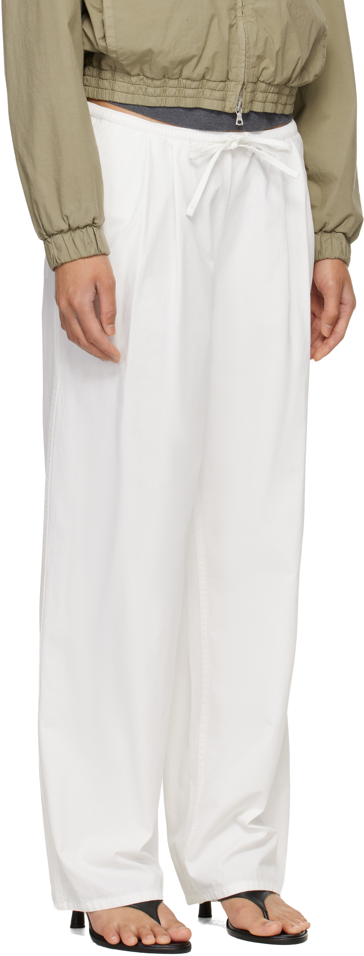 Nothing Written White Lazy Cotton Drawstring Lounge Pants