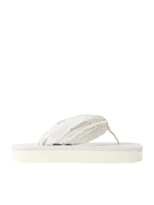 Photo: DRKSHDW by Rick Owens - Frayed Denim Sandals - White