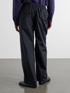 ssstein - Wide-Leg Cotton-Blend Pleated Satin Trousers - Black