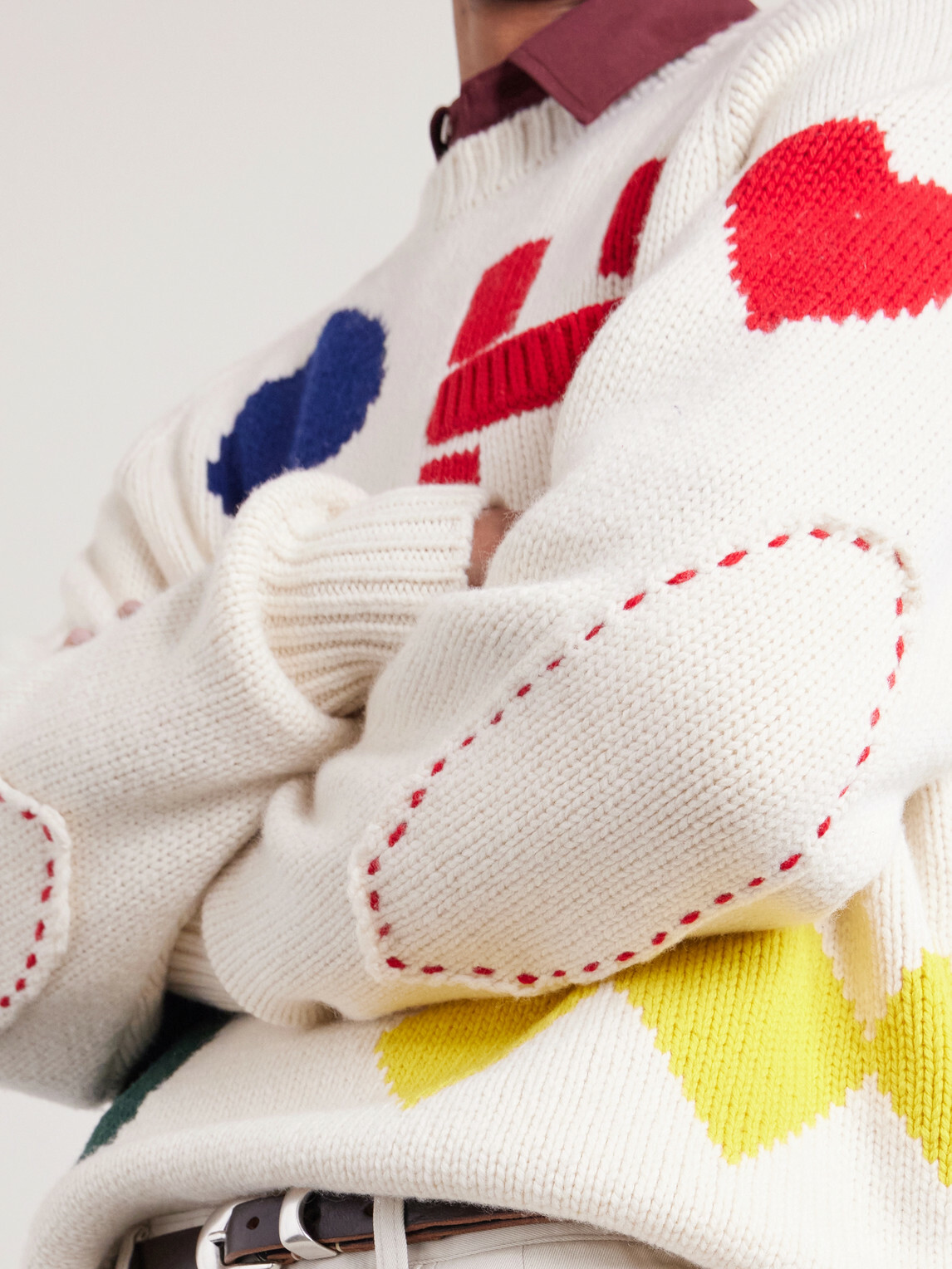 Human Made - Intarsia Wool-Blend Sweater - White Human Made