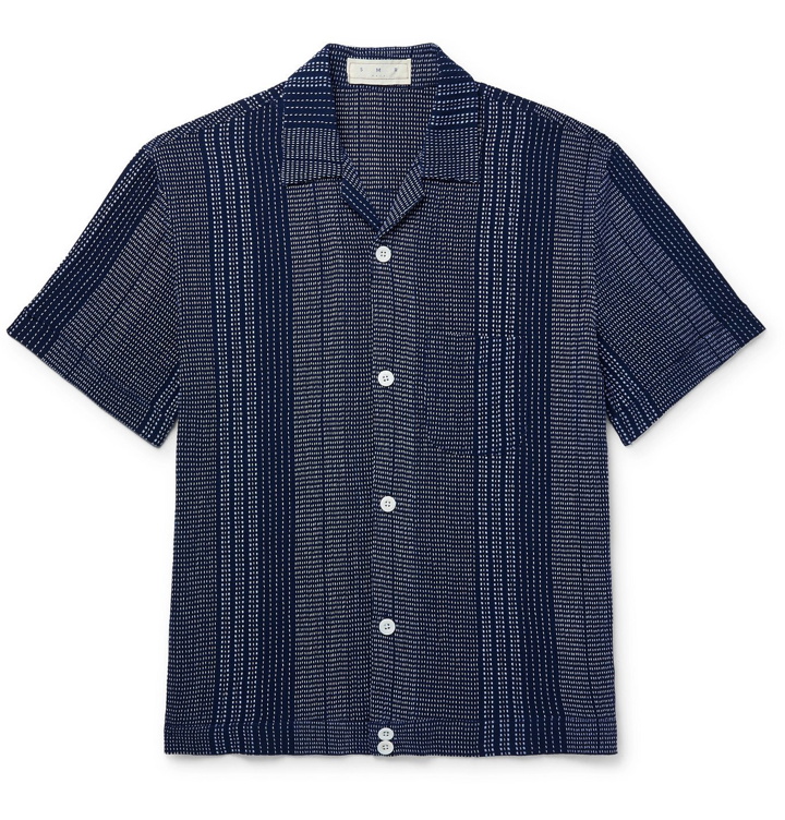 Photo: SMR Days - Camp-Collar Embroidered Cotton Shirt - Blue