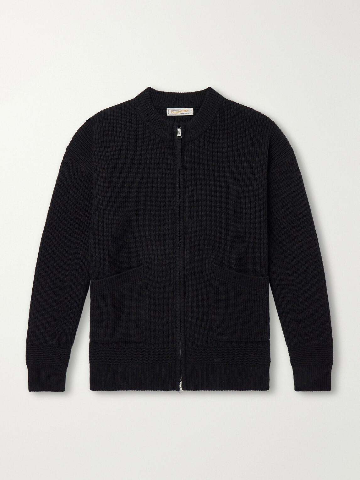FrizmWORKS - Ribbed Wool-Blend Zip-Up Sweater - Black
