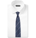TOM FORD - 8cm Striped Silk and Linen-Blend Tie - Men - Navy