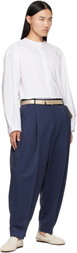 Hed Mayner Navy Pleated Trousers