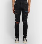 AMIRI - MX1 Skinny-Fit Panelled Distressed Stretch-Denim Jeans - Black