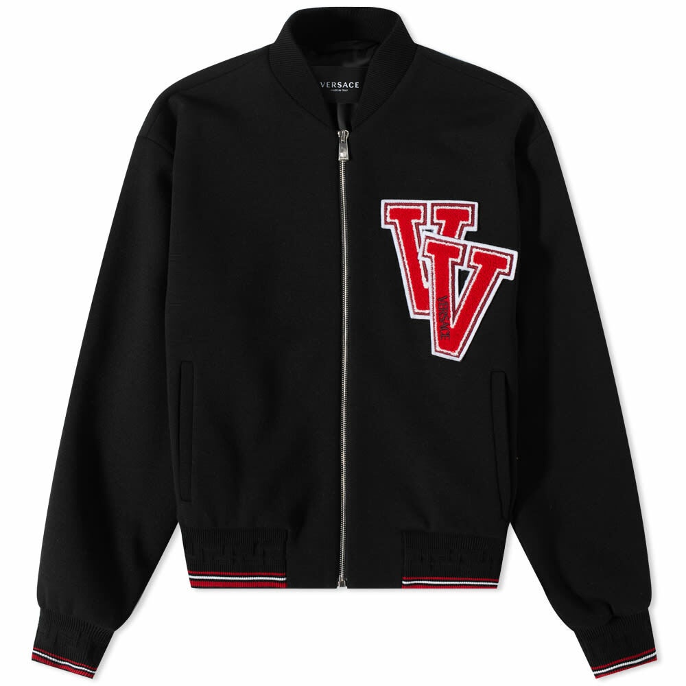 Versace Men's Letterman Jacket in Black/Red Versace