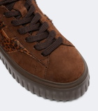 Hogan H645 fur-trimmed leather platform sneakers