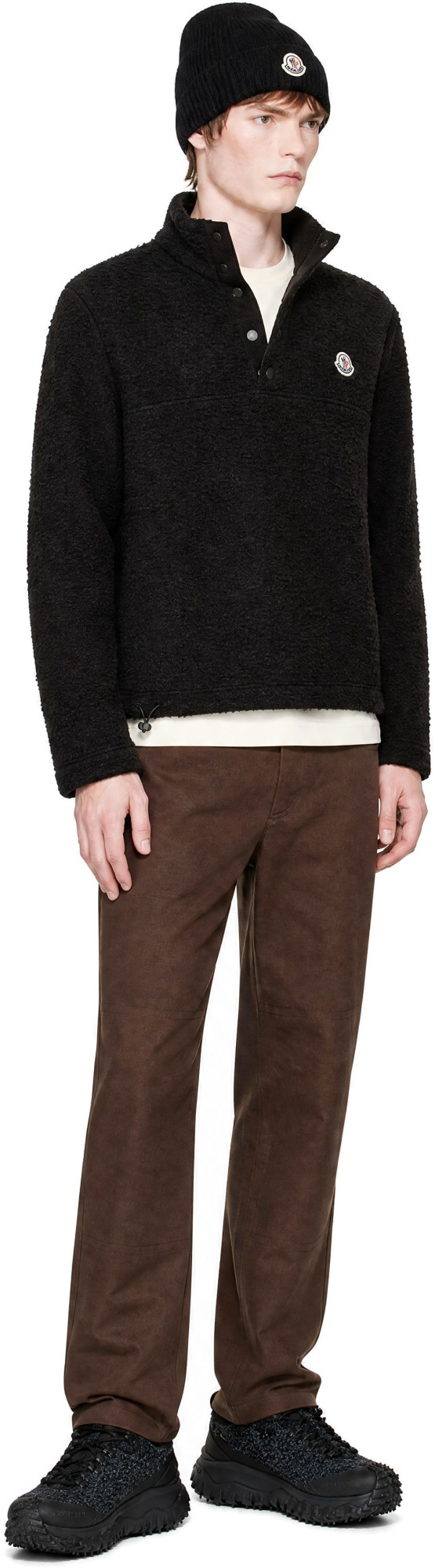 Moncler Brown Half-Button Wool Sweater