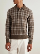 Ralph Lauren Purple label - Checked Brushed Cashmere Polo Shirt - Brown