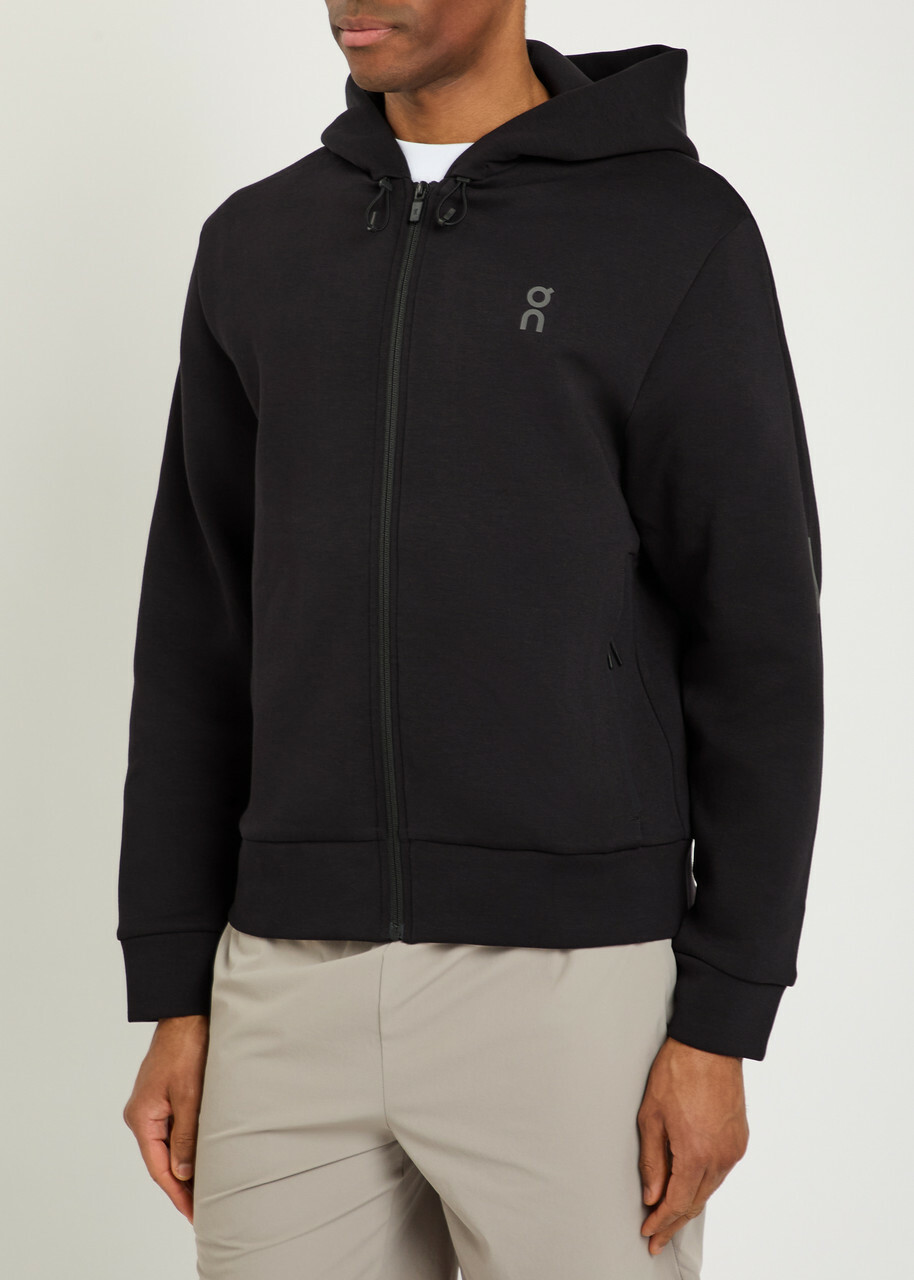 ON Focus Tech Hooded Cotton-blend Sweatshirt Black