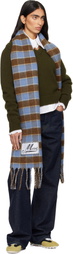 Marni Blue & Brown Double Check Logo Wool Mohair Scarf