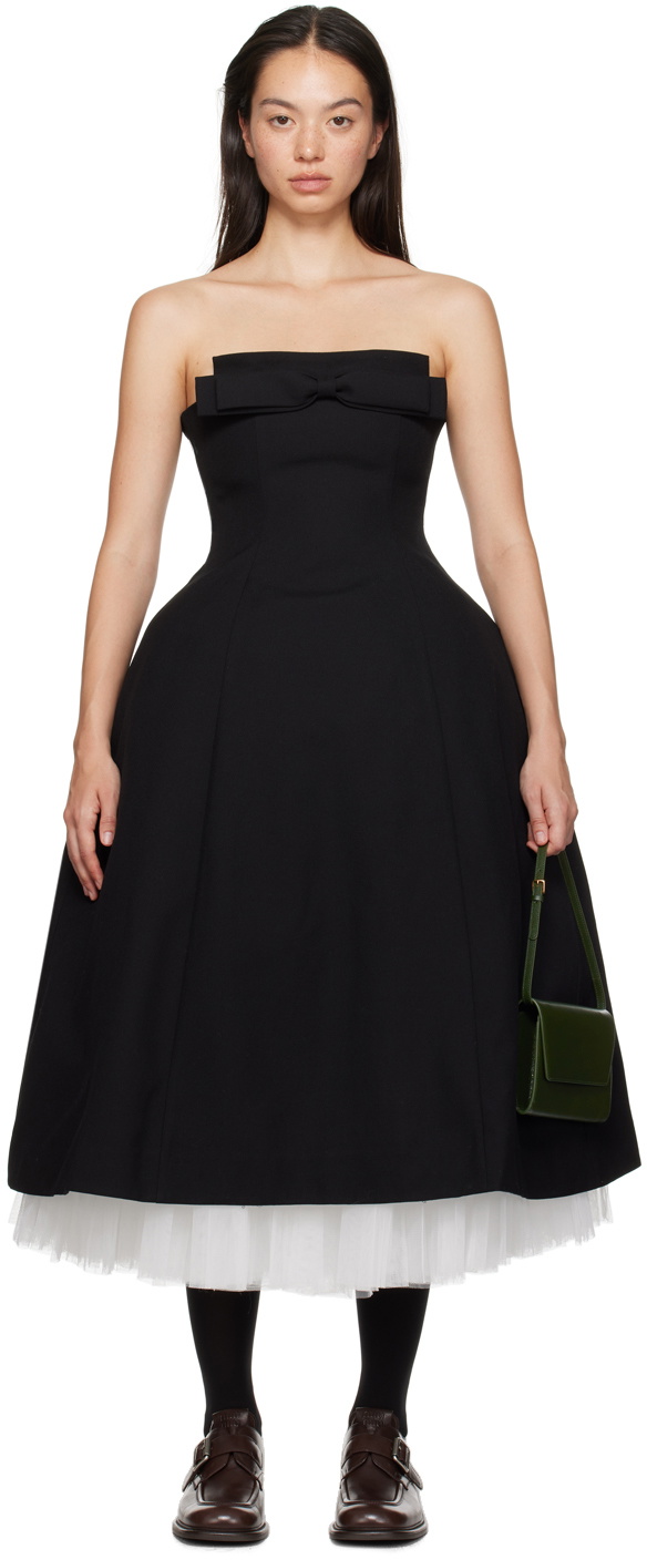 SHUSHU/TONG Black Bowknot Bandeau Midi Dress Shushu/Tong