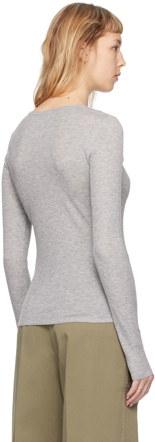 House of Dagmar Gray Round Neck Long Sleeve T-Shirt