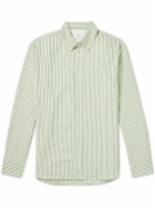 Mr P. - Button-Down Collar Striped Organic Cotton Oxford Shirt - Green