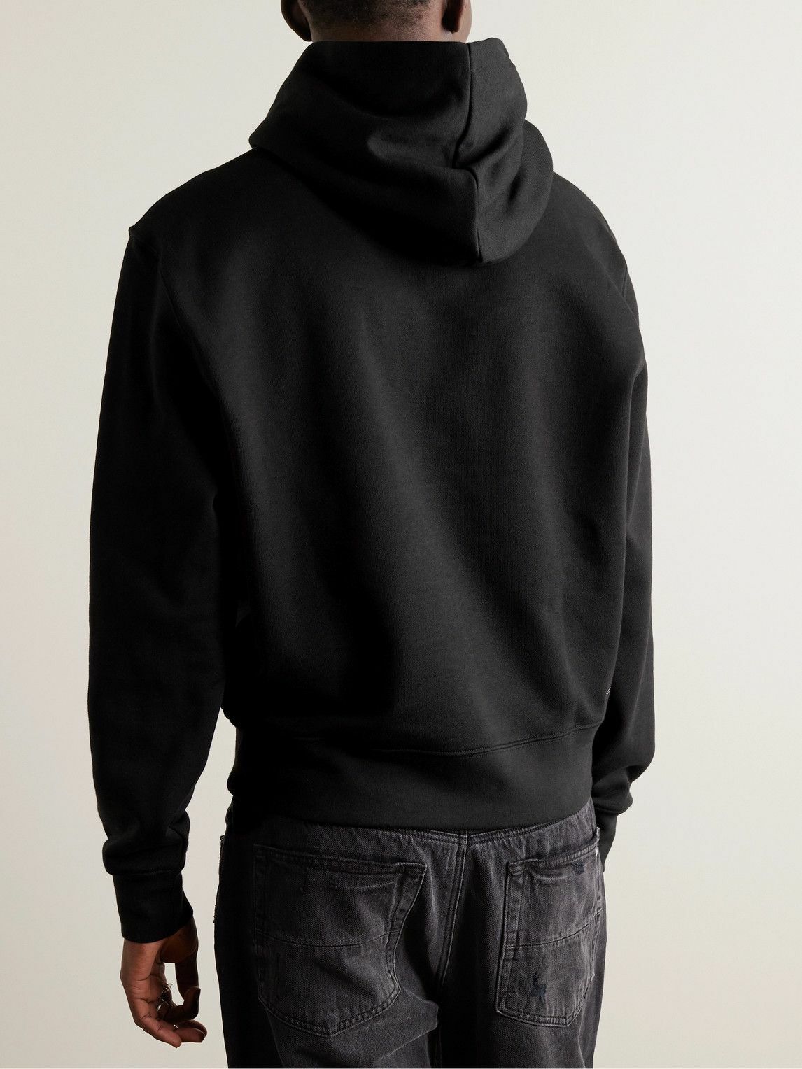 送料関税込み【AMIRI】STAG CHROME HOODIE in BLACK AMIRI - Staggered Chrome Logo-Print Cotton-Jersey Hoodie