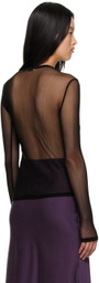 Silk Laundry Black Sheer Long Sleeve T-Shirt