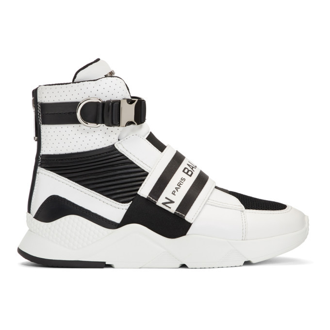 Balmain Black and White Exton Sneakers Balmain