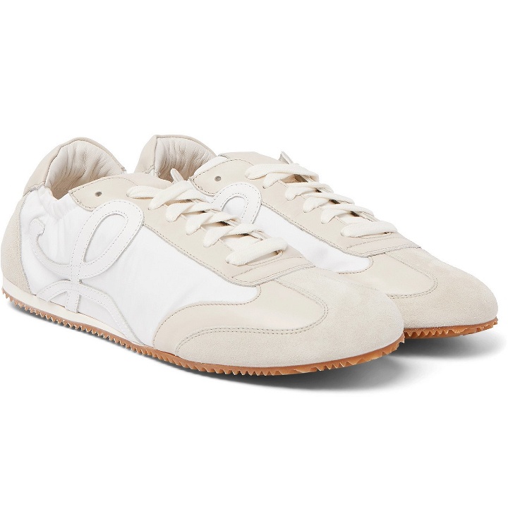 Photo: Loewe - Ballet Leather and Suede-Trimmed Nylon Sneakers - White